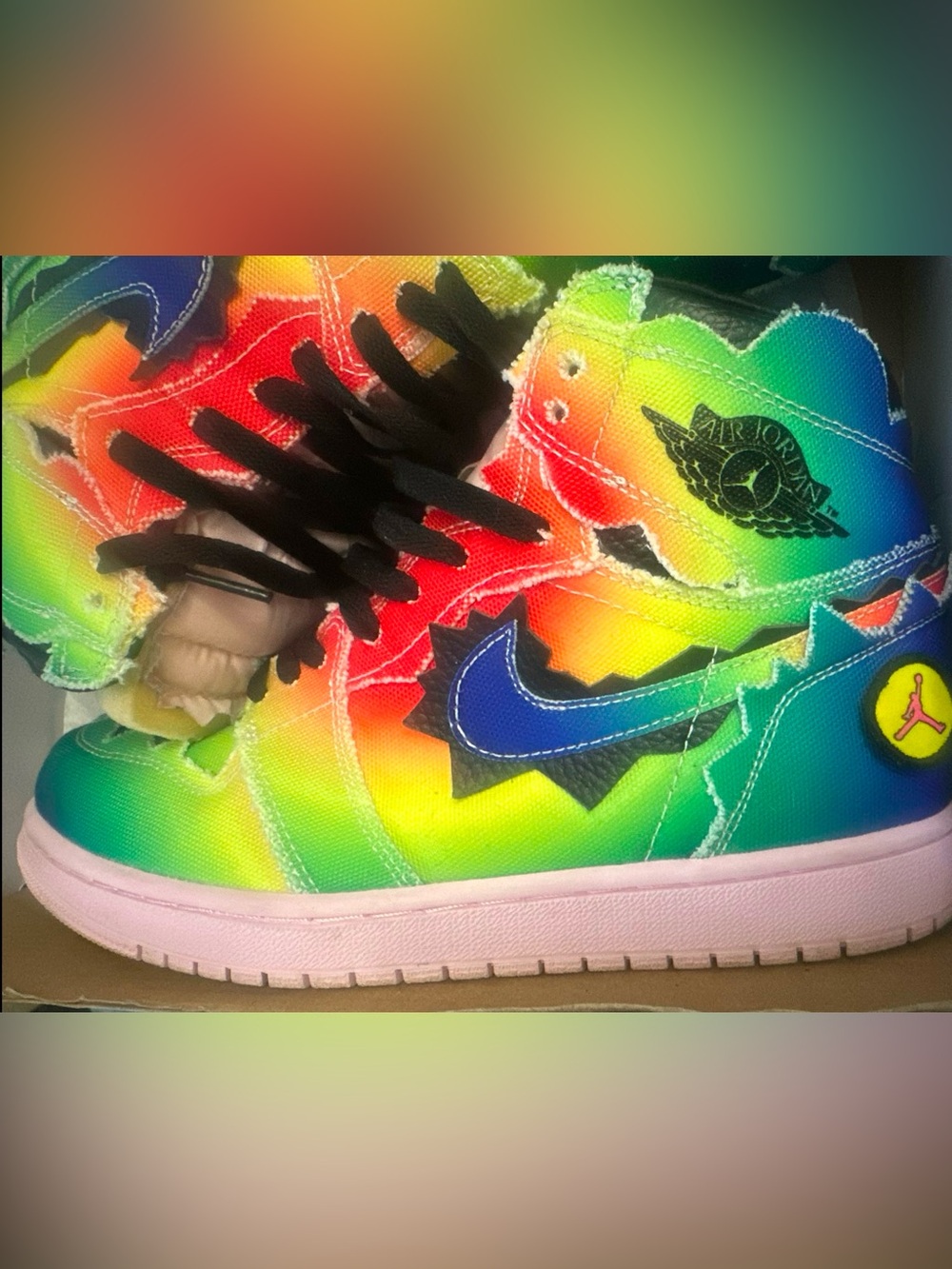 Jordan Men's Athletic Shoes Rainbow Gradient with Black Accents